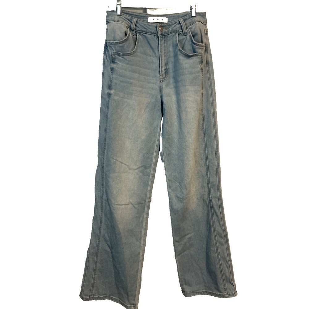 KLIQUE B. Women's Light Blue Wide Baggy Leg Stretch Denim Jeans Size 3 Low Waist